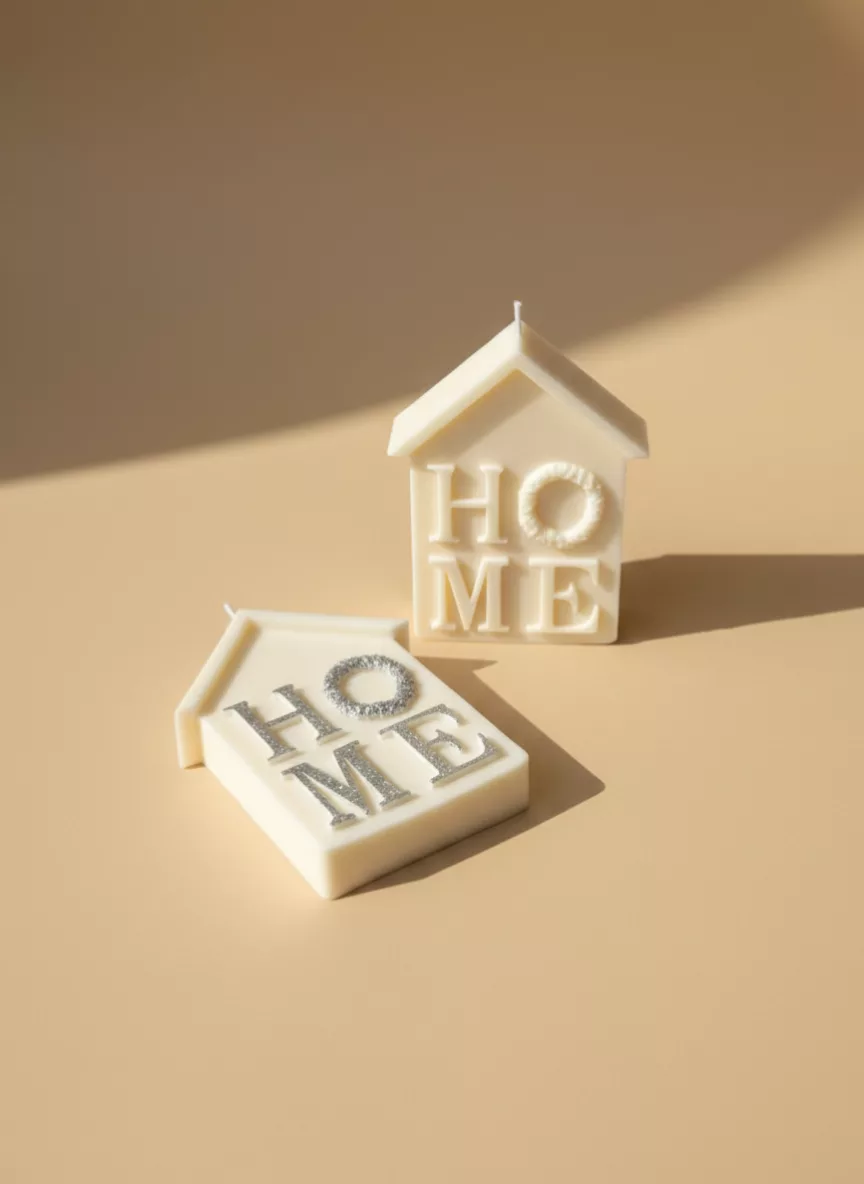 הֵיים (HOME) – נר סויה בעבודת יד בצורת בית